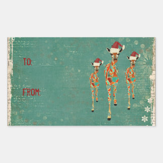 Festive Amber & Azure Giraffes Gift Sticker