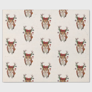 FESTIVE AMBER OWL Wrapping Paper