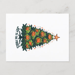 Festive Amphibians: Frogs on a Xmas Tree Singing Postcard