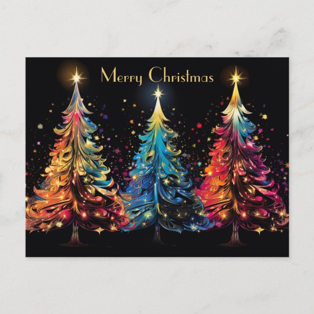 Festive and abstract Christmas Tree Greeting Card (Front)