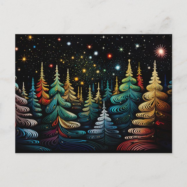 Festive and abstract Christmas Tree Greeting Card (Front)