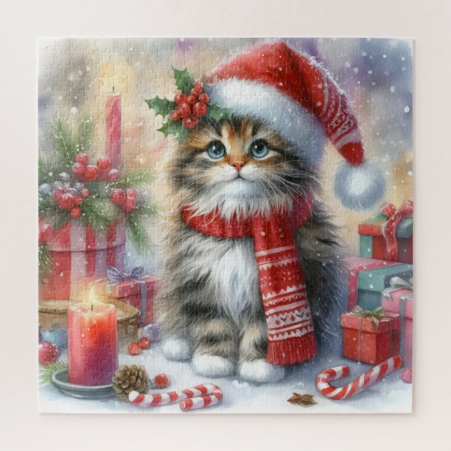 Festive and Adorable, Cozy Christmas Kitten Jigsaw Puzzle (Vertical)