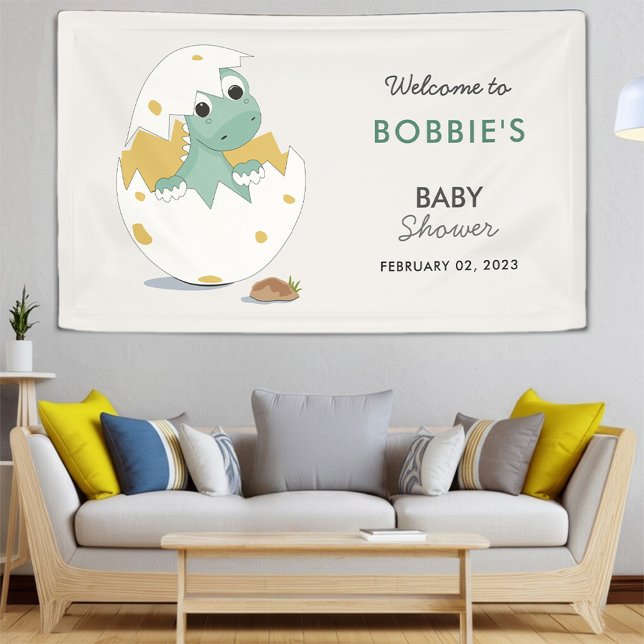 Festive and Adorable Dino-Themed Baby Shower Party Banner (Creator Uploaded)