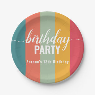 Festive and Bold Colour Swatch Birthday Paper Plate