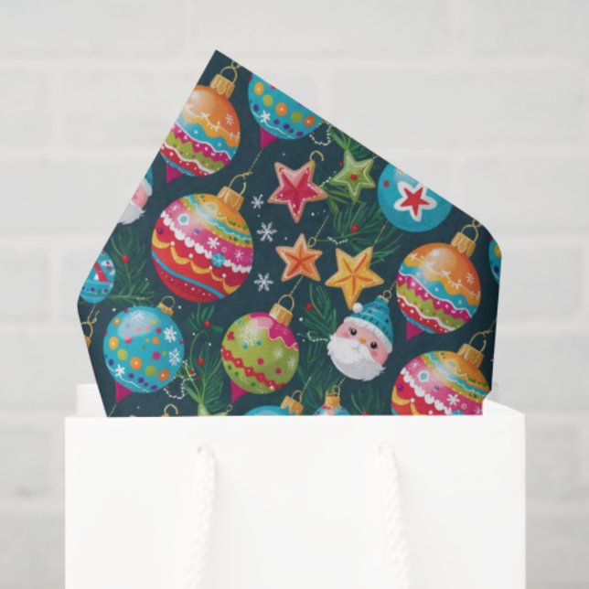 Festive and Colorful Christmas Ornaments Tissue Paper (Gift Bag)