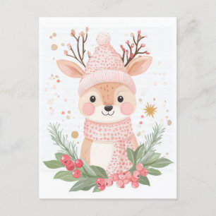 Festive and cute Christmas Greeting Postcard