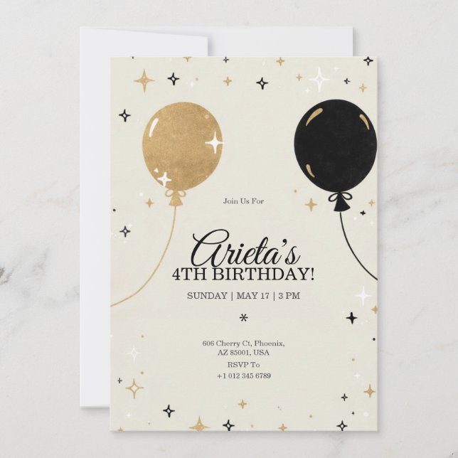 Festive and elegant birthday invitation  (Front)