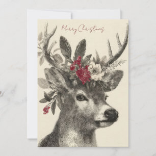 Festive and elegant Christmas Deer Greeting Holiday Card