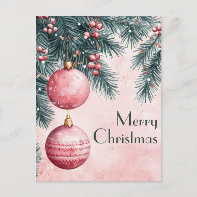 Festive and elegant Christmas Greeting Postcard (Front)