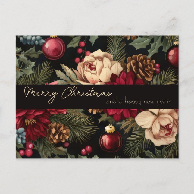 Festive and elegant Christmas Greeting Postcard (Front)