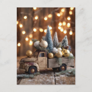 Festive and Elegant Christmas Truck Postcard