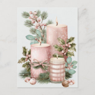 Festive and elegant Pastel Christmas Candles Postcard