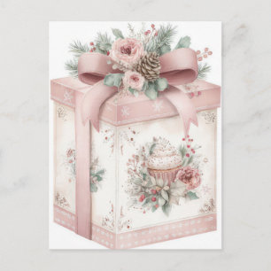 Festive and elegant Pastel Christmas Gift Box Postcard