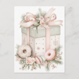 Festive and elegant Pastel Christmas Gift Box Postcard