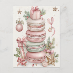 Festive and elegant Pastel Christmas Macarones Postcard