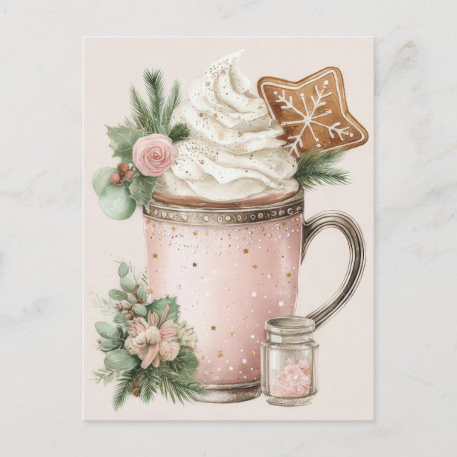 Festive and elegant Pastel Christmas Mugs Postcard (Front)