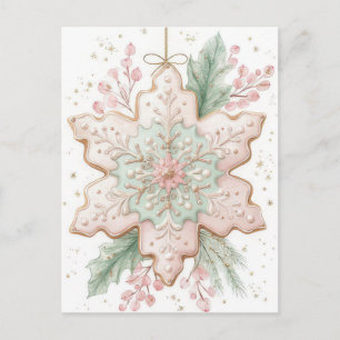 Festive and elegant Pastel Christmas Snowflake Postcard