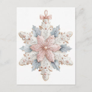Festive and elegant Pastel Christmas Snowflake Postcard