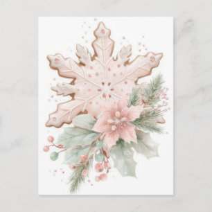 Festive and elegant Pastel Christmas Snowflake Postcard