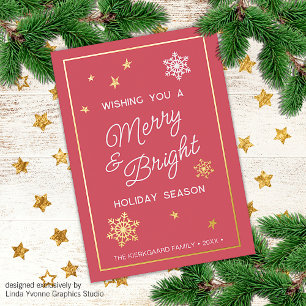 Festive And Elegant Seasons Greetings Gold Foil Holiday Card