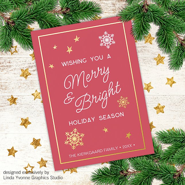 Festive And Elegant Seasons Greetings Gold Foil Holiday Card (Creator Uploaded)