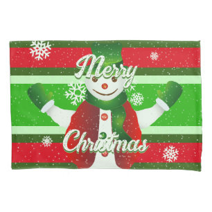 Festive and FUN Snowman Christmas Pillowcase