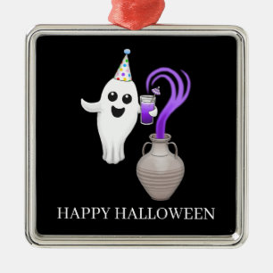 Festive and Happy Halloween Ghost Metal Tree Decoration