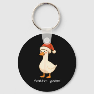 Festive And Mpy Goose Santa Hat Xmas Light Matchin Key Ring