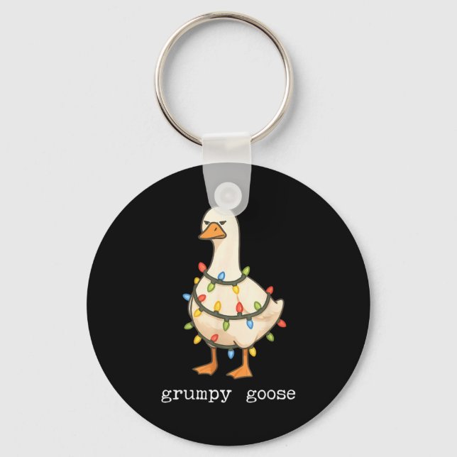 Festive And Mpy Goose Santa Hat Xmas Light Matchin Key Ring (Front)