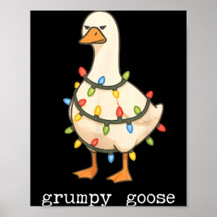Festive And Mpy Goose Santa Hat Xmas Light Matchin Poster