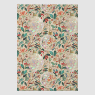 Festive and Vintage Style Christmas Baubles Holly Tissue Paper