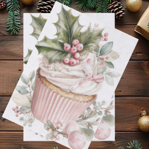 Festive and Vintage Style Christmas Cupcakes Tissue Paper
