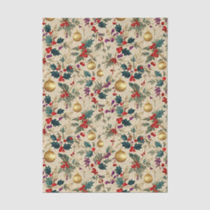 Festive and Vintage Style Christmas Holly Pattern Tissue Paper