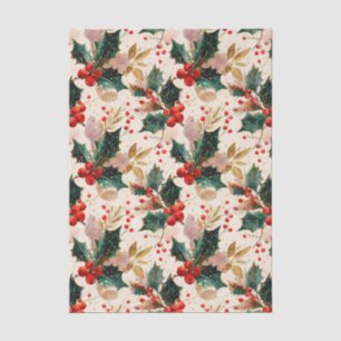 Festive and Vintage Style Christmas Holly Pattern Tissue Paper