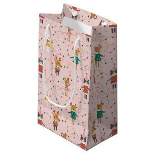 Festive Animal Friends Christmas Pattern Small Gift Bag