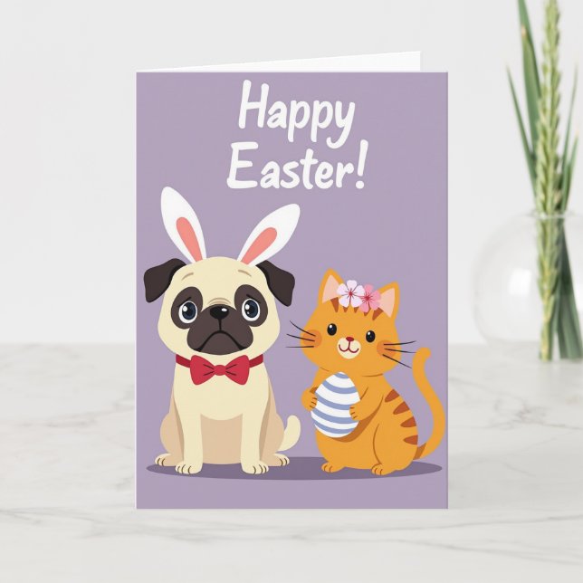 Festive Animal Friends Easter Card (Front)