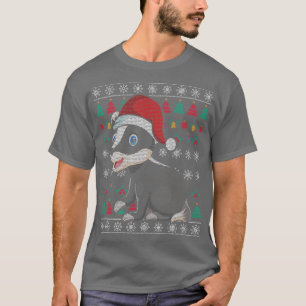 Festive Animal Honey Badger Xmas Ugly Christmas T-Shirt