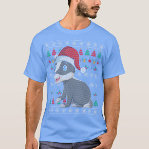 Festive Animal Honey Badger Xmas Ugly Christmas T-Shirt