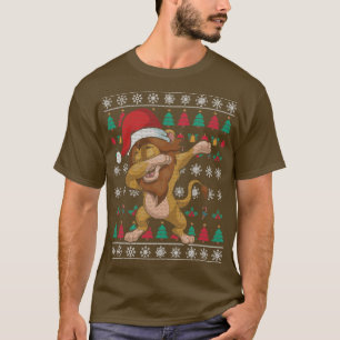 Festive Animal Santa Claus Lion Ugly Christmas T-Shirt