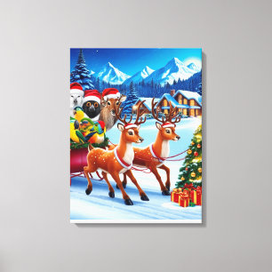 Festive Animals Christmas Canvas Art 18"x24"Design
