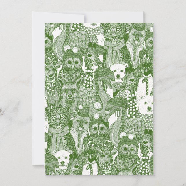 festive animals green holiday card (Front)