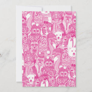 festive animals pink holiday card