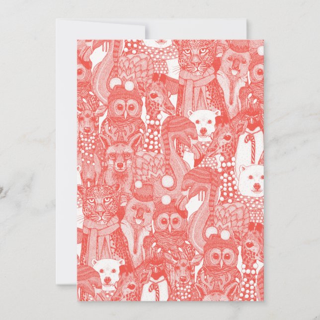 festive animals red holiday card (Front)