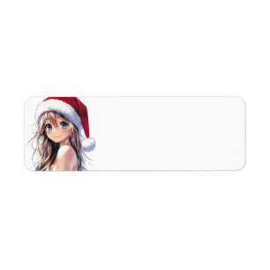 Festive Anime Girl Santa Hat with Bright Blue Eyes