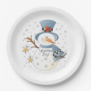 Festive any purpose Winter snowman Paper Plate