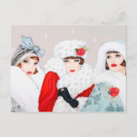 Festive art deco retro vintage Christmas ladies