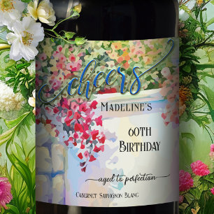 Festive Artistic Summer Birthday Wine Label