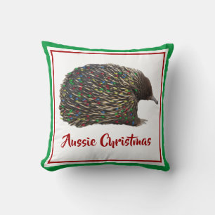 Festive Australia Echidna wearing Christmas Lights Cushion