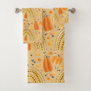 Festive Autumn Boho Rainbow Bath Towel Set