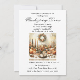 Festive Autumn  Family Friends Thanksgiving Dinner Invitation